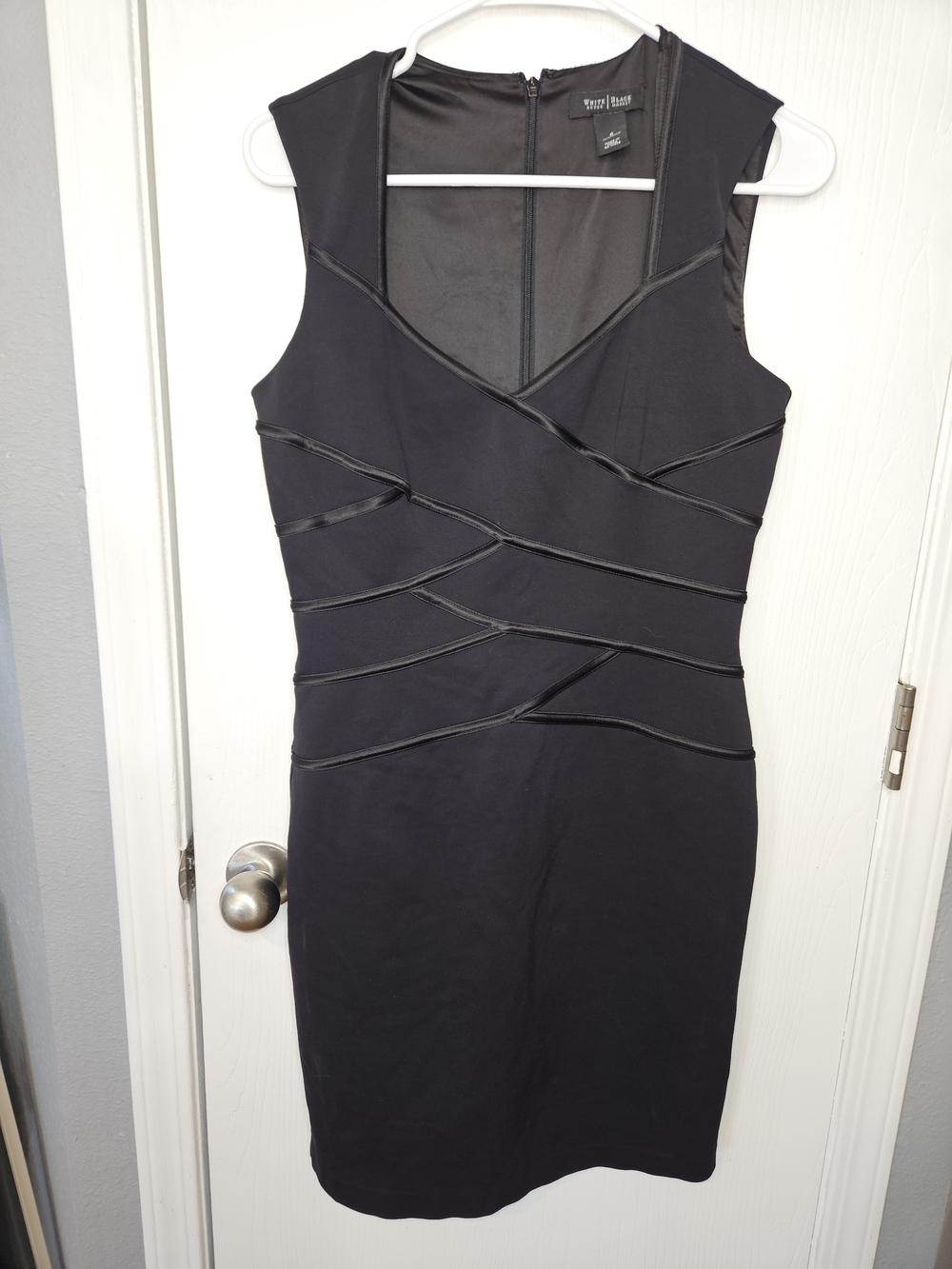 White House Black Market Black Sleeveless Midi Sheath Dress
